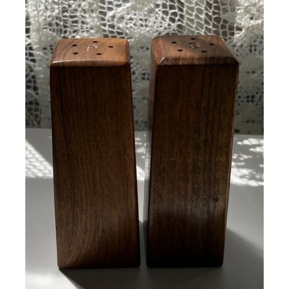 Vintage MCM Wooden Shakers Salt Pepper 1970s Style Dining